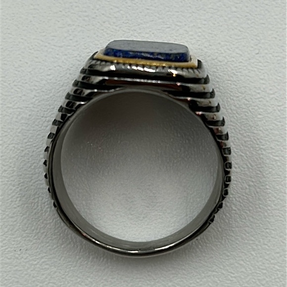 2045- Lapis Lazuli Natural Gemstone Handmade Men's Ring Size 8 NWT - Picture 6 of 9
